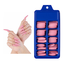 Ярко-Розовый 100шт 10 размер трапециевидной формы пластиковые накладные ногти, пресс с полным покрытием на накладных ногтях, нейл-арт съемный маникюр, аксессуары для украшения ногтей для практики маникюра, ярко-розовый, 26~32x7~14 мм, 10шт / размер