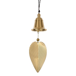 Cloche Carillons éoliens en laiton à feuilles, fil de nylon suspendus décorations pour la maison, or, cloche, 352mm