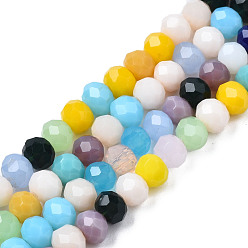 Couleur Mélangete Chapelets de perles en verre, facette, abaque, couleur mixte, 4x3~4mm, Trou: 0.7~1mm, Environ 124~126 pcs/chapelet, 17.01 pouces~17.36 pouces (43.2cm~44.1cm)