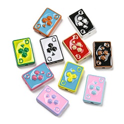 Mixed Color Alloy Enamel Beads, Lead Free & Cadmium Free, Playing Card, Queen of Clubs, Mixed Color, 15x10x4.5mm, Hole: 1.6mm