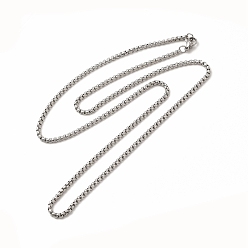 Stainless Steel Color 201 Stainless Steel Box Chain Necklace for Men Women, Stainless Steel Color, 23.62 inch(60cm)