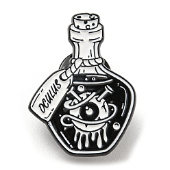 Eye Épingles en émail sur le thème de la chimie, broche en alliage noir d'électrophorèse pour halloween, bouteille et oeil, 29.5x22x1.5mm