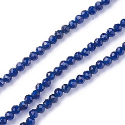 Bleu Perles en verre à facettes, ronde, bleu, 2~2.5mm, Trou: 0.5mm, Environ 180~200 pcs/chapelet, 14.5~16.1 pouce (37~41 cm)