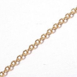Golden Ion Plating(IP) 304 Stainless Steel Cable Chains, Soldered, with Spool, for Jewelry Making, Golden, 2.5x2x0.5mm, about 65.61 Feet(20m)/roll