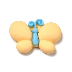 Amarillo Cabuchones de resina opacos, mariposa, amarillo, 19.5x28.5x6 mm