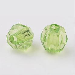 Vert Clair Perles acryliques transparentes, facette, ronde, vert clair, 8mm, trou: 1.5 mm, environ 1800 pcs / 500 g