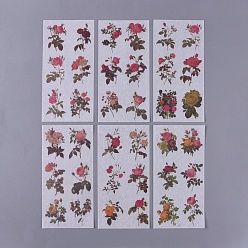 Flower Natural Theme Stickers, Plant Decorative Stickers, for Diary, Album, Notebook, DIY Arts and Crafts, Flower Pattern, 16.1x8x0.01cm, 6sheets/set