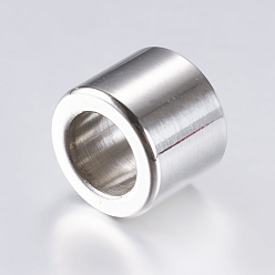 Stainless Steel Color 304 Stainless Steel Beads, Large Hole Beads, Column, Stainless Steel Color, 10x8mm, Hole: 7mm