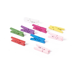 Mixed Color Natural Wooden Craft Pegs Clips, Clothespins, Craft Photo Clips, Mixed Color, 25x7.5x5.5mm