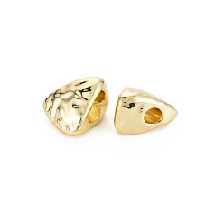 Light Gold Rack Plating Alloy Beads, Cadmium Free & Nickel Free & Lead Free, Large Hole Beads, Triangle, Light Gold, 15.5x14x11mm, Hole: 4mm