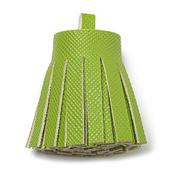 Yellow Green Imitation Leather Tassel Pendant Decorations, Yellow Green, 36x20~25mm, Hole: 6x5.4mm
