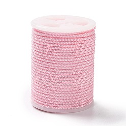 Pink Плетеные нити нейлона, мамбо нить, с катушкой, для изготовления ювелирных изделий, круглые, розовые, 1 мм, о 6 ярдов / крен