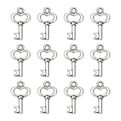 Antique Silver Gifts Ideas for Her Tibetan Style Alloy Charms, Lead Free and Cadmium Free, Skeleton Key, Antique Silver, 15.5x9x2.5mm, Hole: 1mm