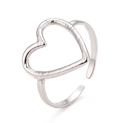 Нержавеющая Сталь Цвет 304 кольцо из нержавеющей стали с открытым сердцем для женщин, цвет нержавеющей стали, размер США 6 1/2 (16.9 мм)