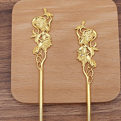 Золотой Палочки для волос из сплава цветов для эмали, долговечные аксессуары для волос с гальванопокрытием для женщин, золотые, 140x30 мм