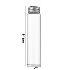 Plata Botellas de vidrio transparente contenedores de cuentas, tubos de almacenamiento de cuentas con tapa de rosca y tapa de aluminio, columna, plata, 3.7x15 cm, capacidad: 125 ml (4.23 fl. oz)