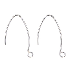 Silver 925 Sterling Silver V Shaped Earring Hooks, Marquise Ear Wire, Silver, 27mm, Hole: 2mm, 18 Gauge, Pin: 1mm, about 27pairs/20g