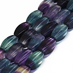Fluorite Natural Fluorite Beads Strands, Twist, 17~17.5x8mm, Hole: 0.8mm, about 23pcs/strand, 15.75 inch(40cm)