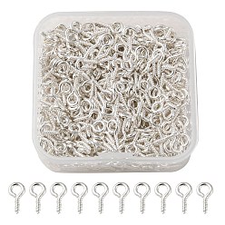 Silver 500Pcs Iron Screw Eye Pin Peg Bails, For Half Drilled Beads, Silver, 10x5x1.2mm, Hole: 2.8mm