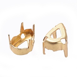 Oro Latón en forma de lágrima plana para coser en los ajustes de las puntas, ajustes de garra para diamantes de imitación en punta, dorado, 8x5x0.4 mm, aptos para cabujón 5x8mm
