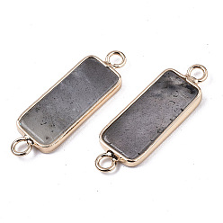 Labradorite Natural Labradorite Links Connectors, with Light Gold Tone Brass Findings, Rectangle, 27~30x10x2.5mm, Hole: 2.5mm