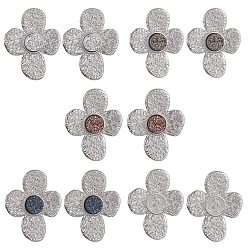 Color mezclado Aretes de flores de resina con piedras preciosas de imitación druzy, Chapado en iones (ip) plata 304 pendientes de acero inoxidable para mujer, color mezclado, 33x26.5 mm