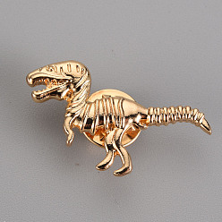 Light Gold Broche de la aleación, con embragues de mariposa de latón, dinosaurio, sin cadmio y níque y plomo, la luz de oro, 16.5x34 mm, pin: 1 mm
