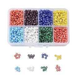 Couleur Mélangete 1 boîte 6/0 perles de rocaille en verre opaque coloris lustered loose spacer beads, couleur mixte, 4mm, trou: 1 mm, environ 1900 / boîte