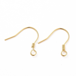 Golden 925 Sterling Silver Earring Hooks, with Horizontal Loops, Golden, 15.5x15.4mm, 22 Gauge(0.6mm), Hole: 1.5mm