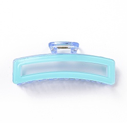 Cyan Rectangle PVC Big Claw Hair Clips, with Iron Findings, Banana Jaw Clips Hair Accessories for Women and Girls, Cyan, 115x39mm