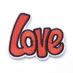 Red Computerized Embroidery Cloth Iron on/Sew on Patches, Costume Accessories, Appliques, Word Love, Red, 50x59x2mm