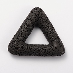 Black Synthetic Lava Rock Big Triangle Pendants, Dyed, Black, 51x56x11mm, Hole: 18x20mm
