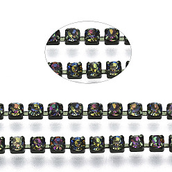 Colorido Cadenas de strass de diamantes de imitación de hierro de electroforesis, cadenas de la taza del Rhinestone, con carrete, colorido, ss 6.5, 2~2.1 mm, sobre 10 yardas / rodillo