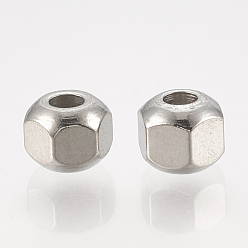 Stainless Steel Color Eco-Friendly 201 Stainless Steel Beads, Faceted, Rondelle, Stainless Steel Color, 3.5x4x4mm, Hole: 1.5mm