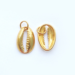 Golden 304 Stainless Steel Pendants, with Jump Ring, Cowrie Shell, Golden, 18.7x12.5x3mm, Hole: 4mm