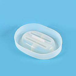 Oval Moules porte-savon en silicone bricolage, moules de résine, outils de moule d'artisanat en argile, blanc, ovale, 130x100x25mm