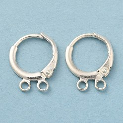 Silver 925 Sterling Silver Leverback Earrings Findings, with 2-Loops & S925 Stamp, Silver, 14.5x11.5x2mm, Hole: 1.6mm, Pin: 0.9mm