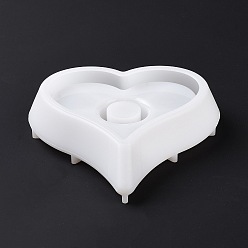 Corazón Candelabros de bricolaje moldes de silicona, moldes de fundición de hormigón de yeso de resina, corazón, 150x144x32 mm, diámetro interior: 94x113 mm