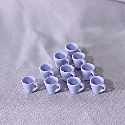 Lila Adornos de taza de té en miniatura de resina, accesorios de casa de muñecas micro jardín paisajístico, simulando decoraciones de utilería, lila, 16x13 mm, 10 PC / sistema.