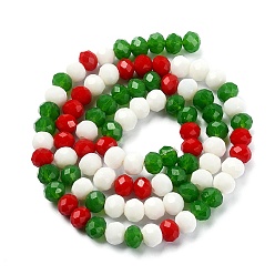 Coloré Brins de perles de verre sur le thème de Noël, facette, abaque, colorées, 6x5mm, Trou: 1mm, Environ 89~93 pcs/chapelet, 17.01~17.52 pouce (43.2~44.5 cm)