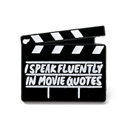 White Word I speak Fluently in Movie Quotes Enamel Pin, Brand Alloy Brooch for Backpack Clothes, Electrophoresis Black, White, 24x26.5x1.5mm