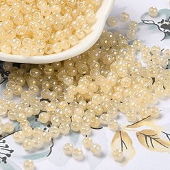 Navajo White Glass Seed Beads, Ceylon, Round Hole, Round, Navajo White, 4x3mm, Hole: 1.2mm, 7650pcs/pound