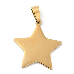 Golden Ion Plating(IP) 304 Stainless Steel Pendants, Stamping Blank Tag, Star Charm, Golden, 25x24x1.5mm, Hole: 7x4mm
