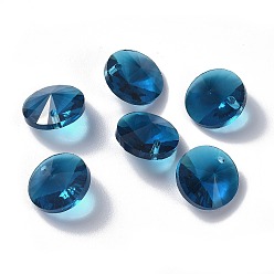 Bleu Marine Charmes de verre, facette, cône, bleu marine, 14x7mm, Trou: 1mm