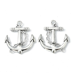 Antique Silver Tibetan Style Alloy Pendants, Cadmium Free & Nickel Free & Lead Free, Anchor, Antique Silver, 32x27x4mm, Hole: 2.5mm