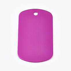 Темно-Розовый Алюминиевые подвески, пустые теги, прямоугольные, темно-розовыми, 50x29x1 мм, отверстие : 3.5 мм