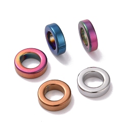 Couleur Mélangete Placage sous vide anneaux de liaison en hématite synthétique non magnétique, donut, couleur mixte, 14x4mm, diamètre intérieur: 8.5 mm