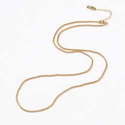 Real 18K Gold Plated Brass Box Chain Necklaces, with Lobster Claw Clasps, Long-Lasting Plated, Word Hand Made, Real 18K Gold Plated, 24-1/4 inch(61.5cm)