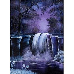 Plum DIY Rectangle Forest Waterfall Scenery Theme Diamond Painting Kits, Including Canvas, Resin Rhinestones, Diamond Sticky Pen, Tray Plate and Glue Clay, Plum, 400x300mm