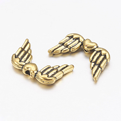 Antique Golden Tibetan Style Alloy Beads, Cadmium Free & Nickel Free & Lead Free, Angel Wing, Antique Golden, 18.5x11x3.5mm, Hole: 1.5mm.